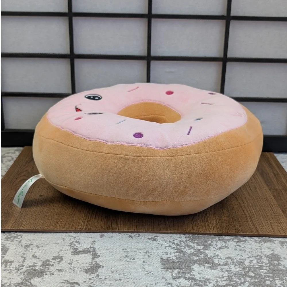 Homerbest Pink‎ Frosted Donut Plush Floor Pillow Kawaii Embroidered Cushion 13x4